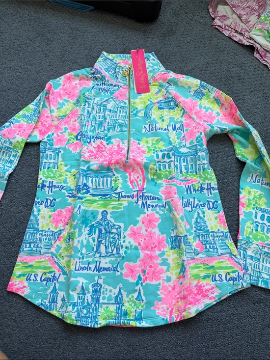 Lilly Pulitzer Tops - Lilly Pulitzer Girls' Turquoise, Pink & Lime Washington DC Print Rashguard
